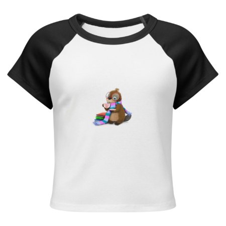 womens micro rib raglan baby tee white black front 69372a2ab799e